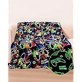 Gaming Gifts for Gamer Glow in The Dark Blanket: Cool Birthday Glowing Presents Toys for Video Game PC Gamers Men Teen Boys Kids Adults Girls Valentines Easter Christmas Ideas Throw Navy Blue 60x50 In