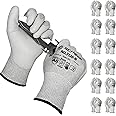 Schwer 12 Pairs ANSI A6 Cut Resistant Gloves CR7120 Cut Proof Work Gloves, Touchscreen, for Men and Women Used for Woodworking, Glass Cutting, Construction, Cargo Handling, Car Repair, L