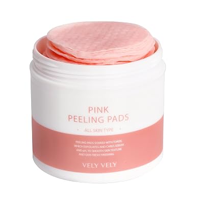 VELY VELY Pink Peeling Pads Gentle Exfoliation pH-Balanced Toner Makeup Removal Facial Radiance Non-Irritating Mild PHA Formula Moisturizing Dual Embo