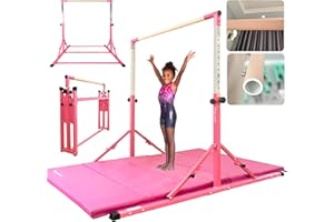 PreGymnastic Foldable Gymnastics Bar, 6FT Horizontal Bars, Folding Training Bar for Kids Ages 3-18, Weight Limit 500 LB, Adjustable kip Bar,Home Gym Equipment Indoor