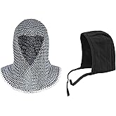 Pack of Chainmail Coif and Cotton Padded Arming Cap Protector Under Armor Chainmail Coif Ideal for LARP, Renfair