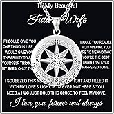 PANVOCYON To My Wife Necklace From Husband Compass Necklace For Women Soulmate Future Wife Girlfriend Jewelry Birthday Christmas Valentine's Gifts With Message Card & LED Box