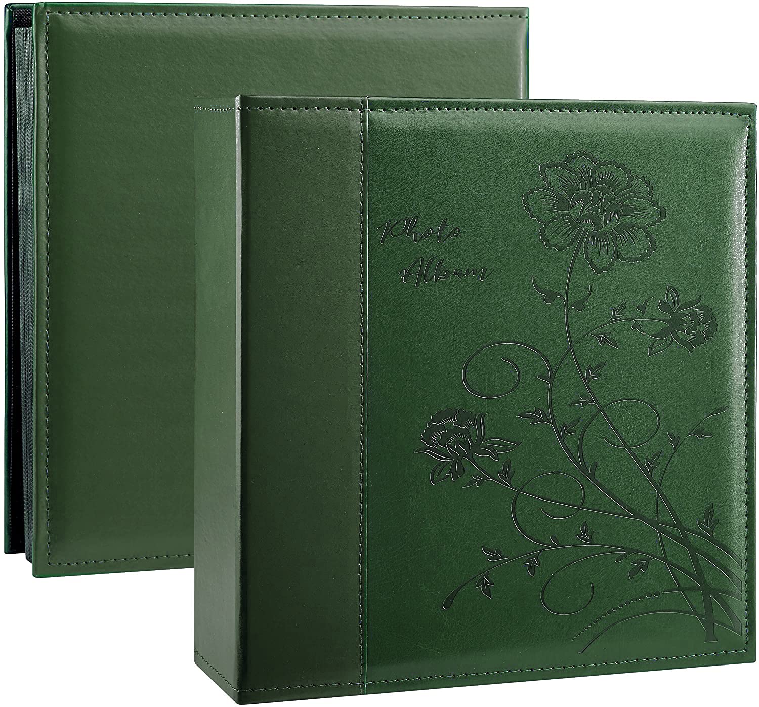 Miaikoe Photo Album 6x4 600 Photos Slip in, Extra Large Capacity Leather Cover Wedding Family Picture Albums Holds 600 Horizontal and Vertical 10x15cm Landscape Photos(Dark Green)