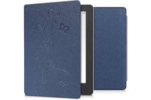 kwmobile Case Compatible with Kobo Aura H2O Edition 2 Case - eReader Cover - Butterfly Tendril Dark Blue