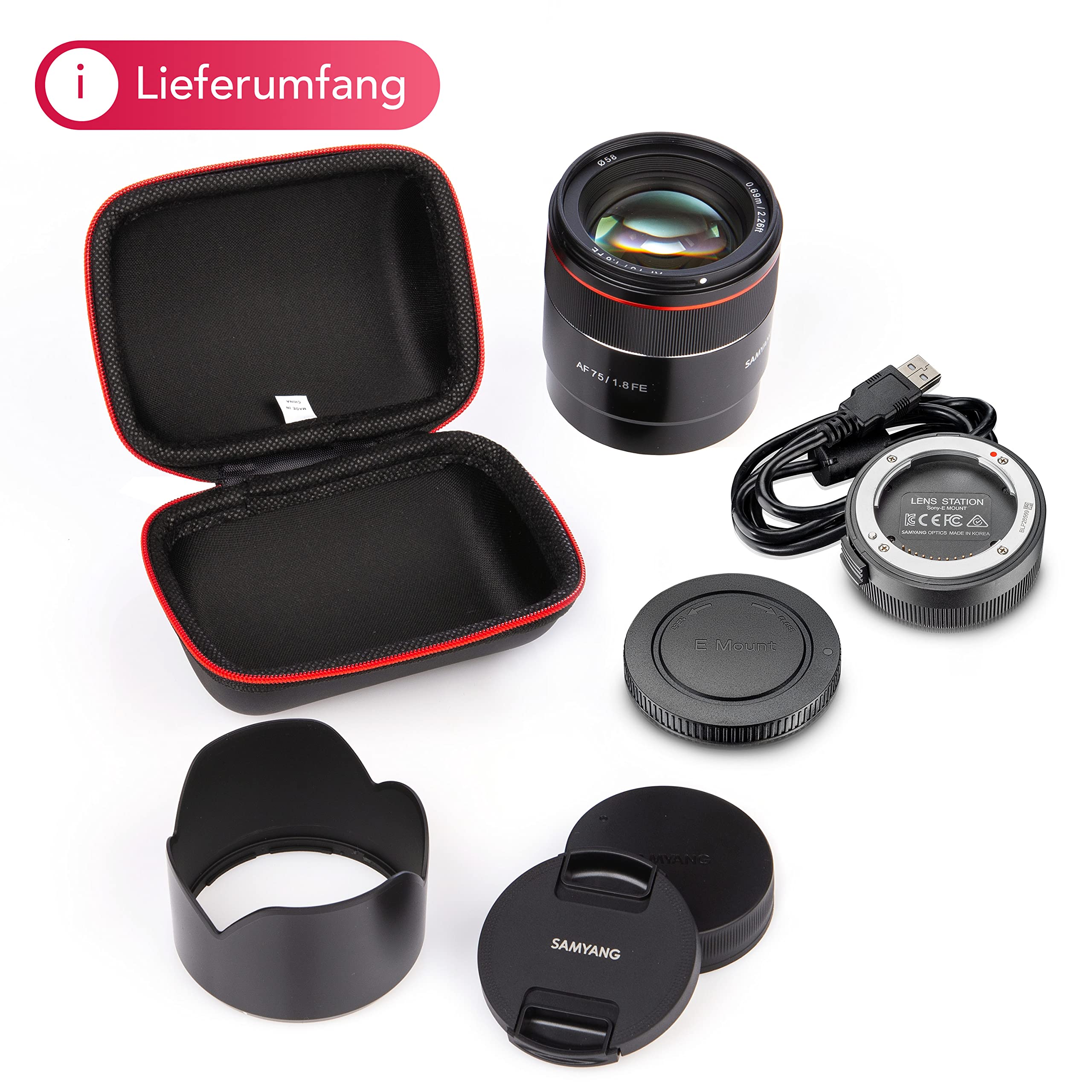 Samyang AF 75mm F1,8 FE + Lens-Station für Sony E Portrait-Objektiv für Vollformat & APS-C I 32,9° Bildwinkel & schnellem Autofokus I Festbrennweite für Sony A7C, A7 III, A6100 u.a. 4