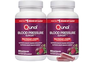 Qunol Blood Pressure Support, 3 in 1 Beets + CoQ10 + Grape Seed Extract, Beet Root Capsules That Supports Healthy Blood Circulation & Heart Healthy Energy, 60 Count (Pack of 2)