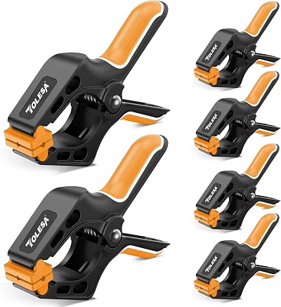 TOLESA 7 and 4 Inch Spring Clamps 6PC Woodworking 30/15 Lbs Clamp Force