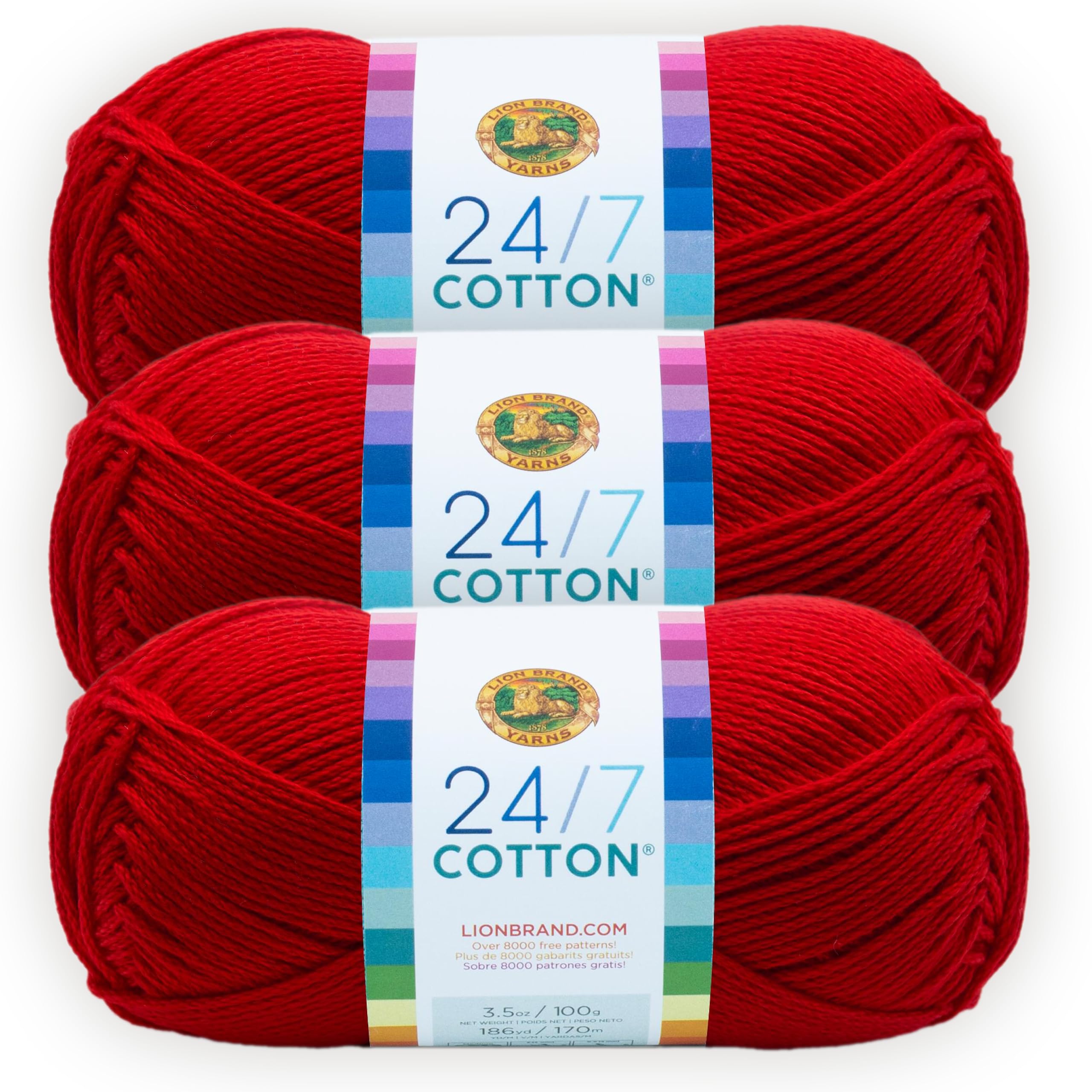 (3 Pack) 24/7 Cotton Yarn, Red — image 1