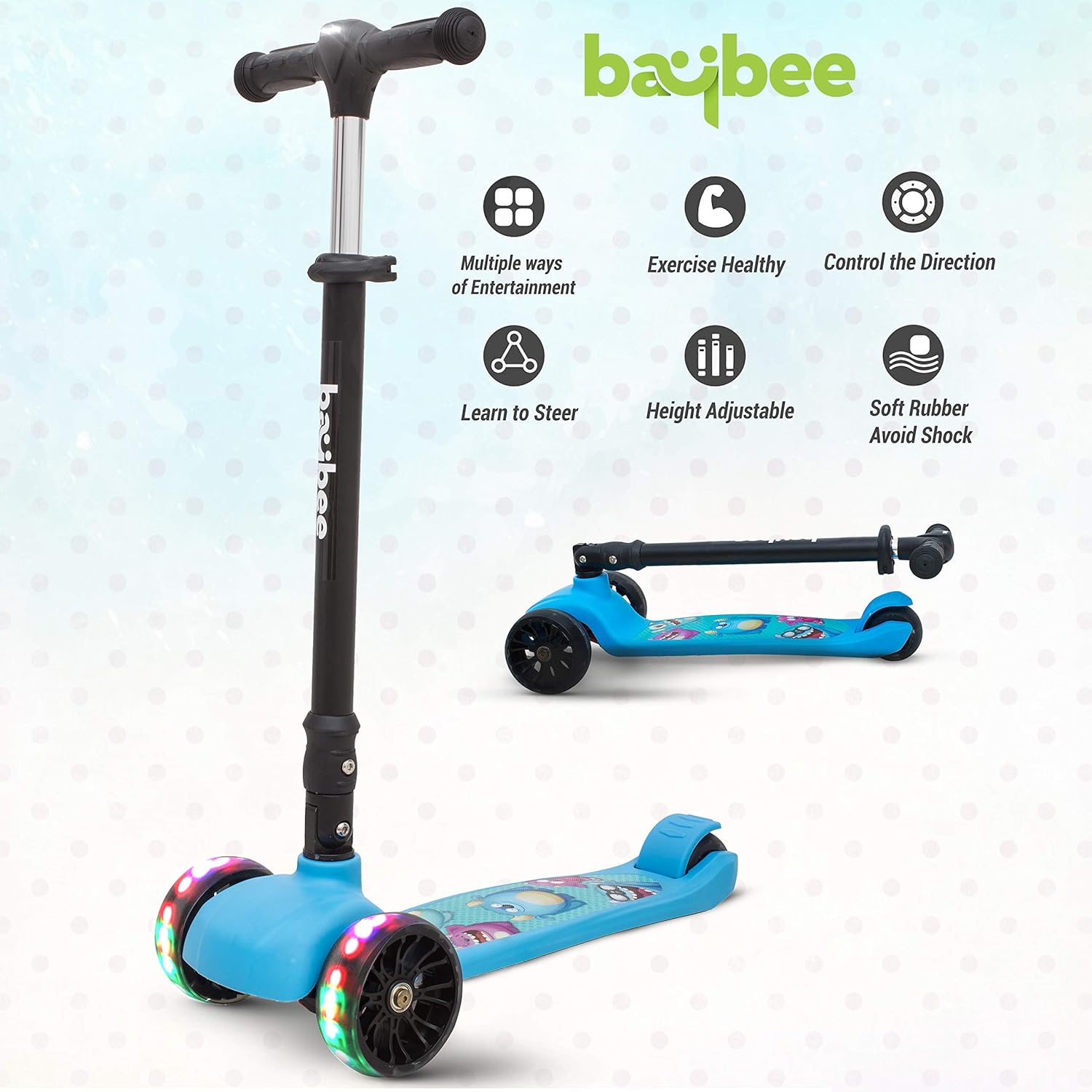 Baybee SPEEDFORCE 3 Wheel Folding Kick Kids Scooty Scooter Tricycle for