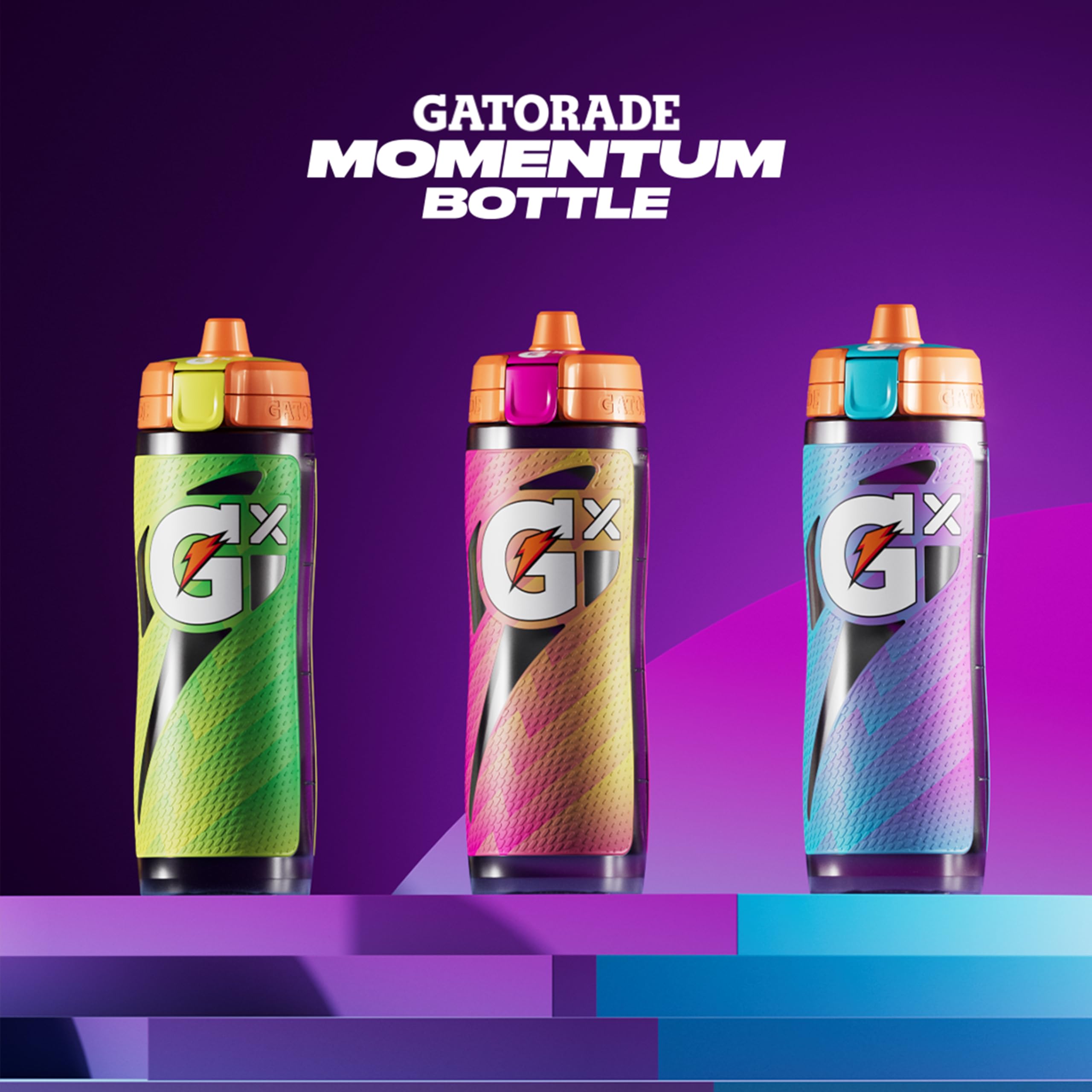 Botella Gatorade Gx, Momentum azul neón Botella Gatorade Gx, Momentum azul neón