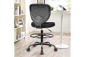 Razzor Drafting Chair Tall Office Chair for Standing Desk Chairs with Adjustable Height Footrest, Armless High Desk Chair Ergonomic Rolling Stool
