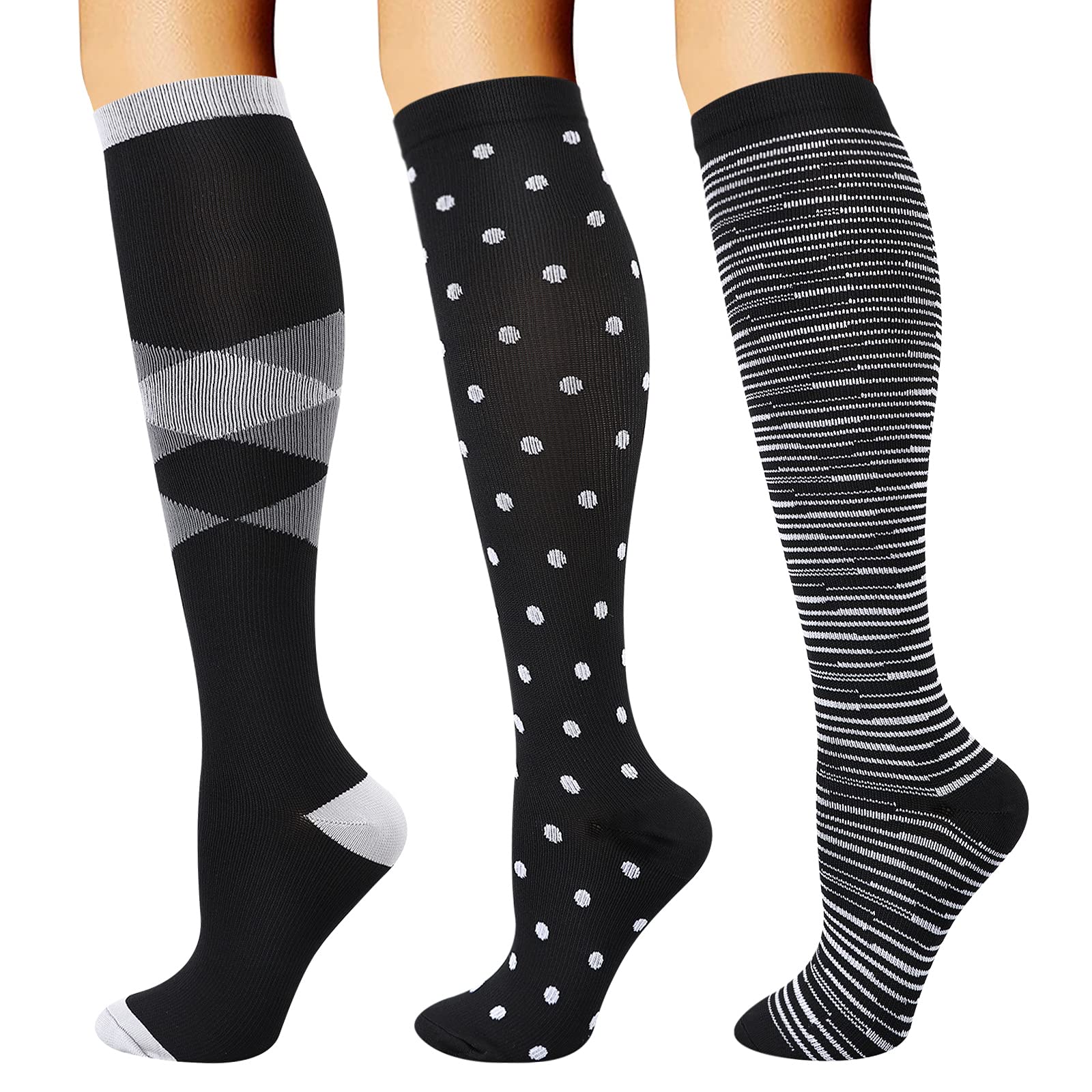 DRESHOW Compression Socks For Men & Women Best Support for Athletic Running Flight Travel Cycling