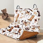 Cowboy Baby Blanket for Boys Girls Soft Fleece Minky Blanket with Dotted Backing Double Layer Newborn Toddler Blankie for Nursery Stroller Crib Gift to Son Nephew Grandson 26.5 * 40 Inches