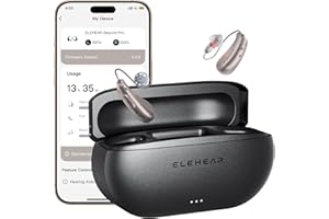 ELEHEAR-Beyond Pro Hearing Aids, Bluetooth Rechargeable OTC Hearing Aids for Seniors and Adults, Premium Sound Algorithm with VocClear 2.0, 30% Clearer Speech, Music Mode & Enhanced App, Champagne Gold