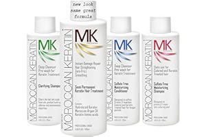 Moroccan Keratin Hair Treatment Straightening Blowout Brazilian Smoothing Professional Results Salon and Home Use , Long Lasting organic results 4-6 months 4pc Set