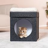 Bonlife Foldable Large Cat Bed Indoor Grey 45x45x50CM with Removable Cushion view 2
