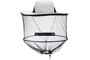 CozyCabin Mosquito Head Net Hat with Removable Mesh Hidden Netting, Camouflage Design with Zipper Net for Outdoor Fishing Gardening Hiking Face Cover (Grey)