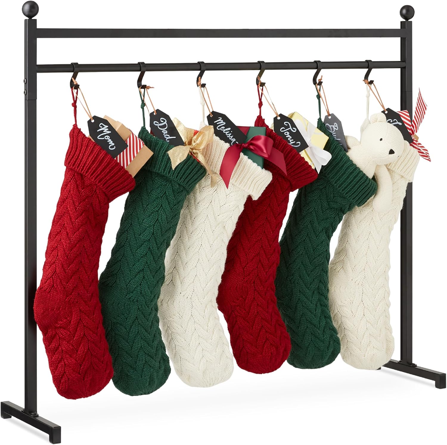 Stockings & Holders - Best Choice Products 3ft Christmas Stocking Holder Stand, Holiday Décor Hanger Display for Home, Floor, Living Room w/ 8 Reusable Name Tags, Chalk Marker, 12 Hooks - Black