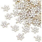 LiQunSweet 100 Pcs Christmas White Snowflake Charms Enamel Snow Flake Mini Winter Charm Bulk for Holiday Earrings Bracelet Jewelry Making DIY Craft