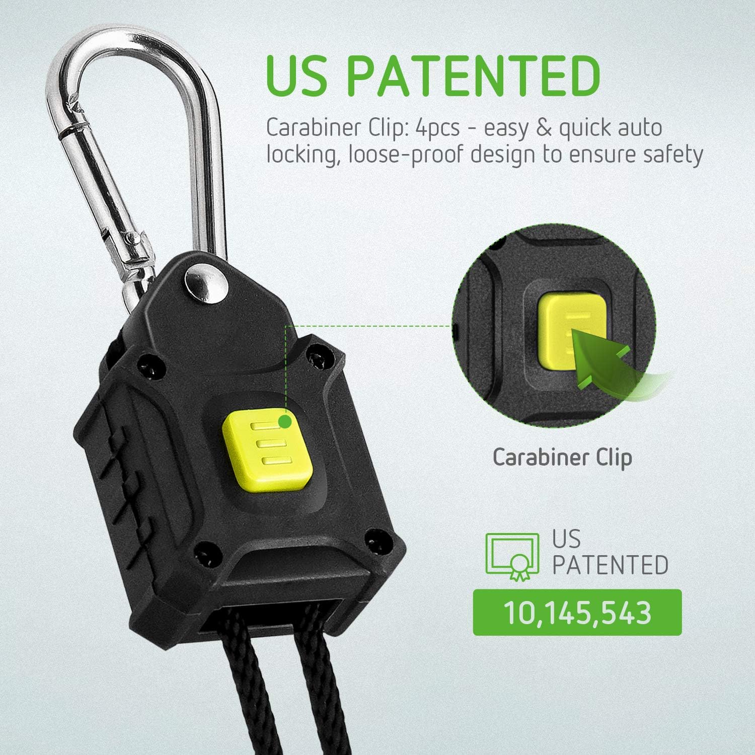 VIVOSUN 1-Pair 1/8 Inch Rope Hanger Improved Design, More Convenience - Press Button Easy Adjust, Reinforced Metal Internal Gears, 8-ft Long and 150lbs Weight Capacity : Garden & Outdoor