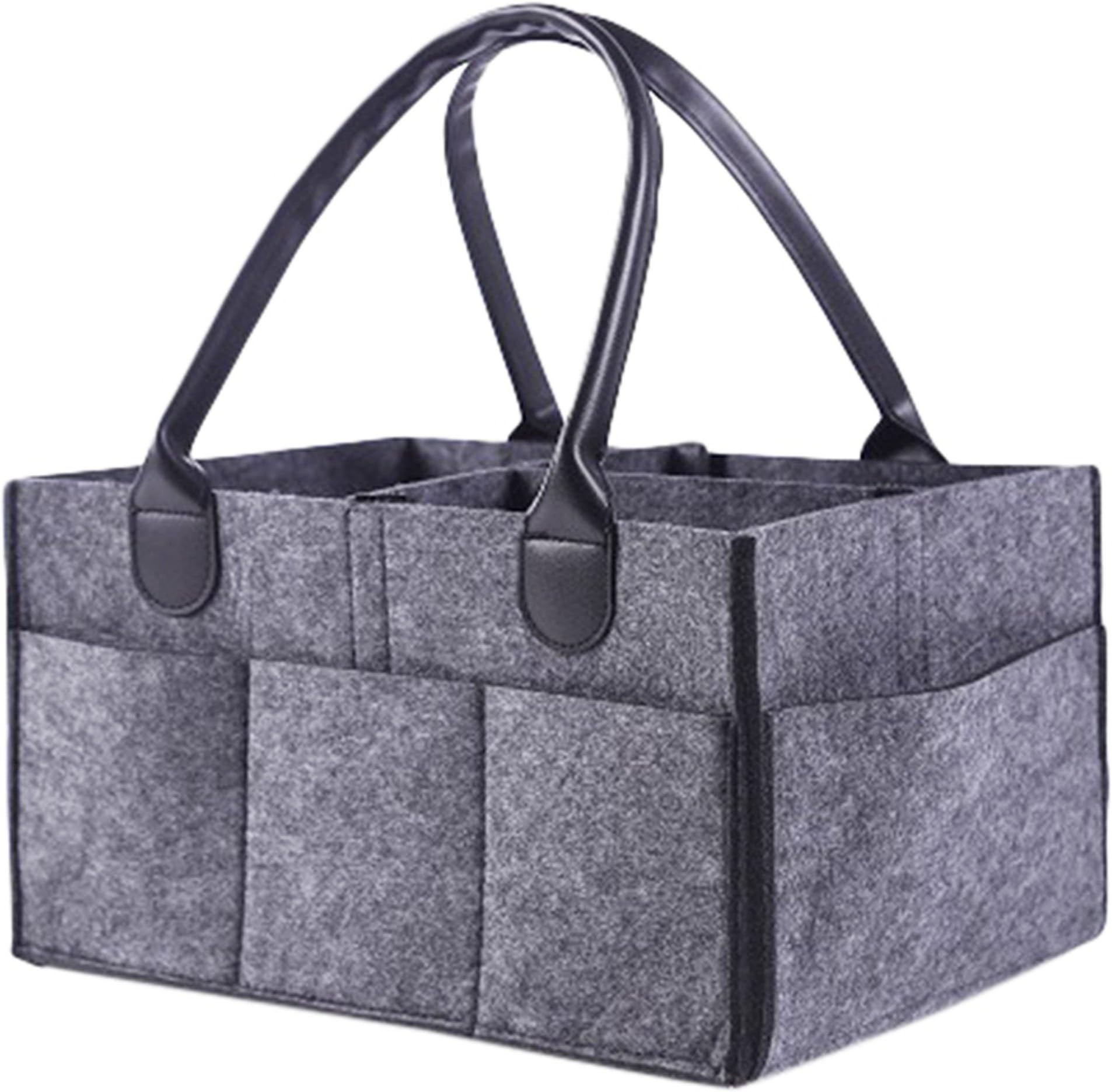 Grey Felt Baby Diaper Caddy Organizer by Mumsycare - Girls and Boys Nursery Storage bin