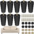 TURSTIN 8 Pack 4 Inch Plastic Furniture Legs with M8 T-Nuts Screws Tapered Sofa Couch and Chair Legs Replacement Furniture Legs for DIY Projects Sofas Coffee Tables Dressers Beds