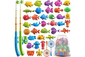 NIPLOOOW Magnetic Fishing Game Pool Toys for Kids 3-5, Water Table Bathtub Kiddie Party Toy with Pole Rod Net Plastic Floating Fish, Outdoor Toys for Boys Girls Kids Age 3 4 5 6 7 8 Year Old