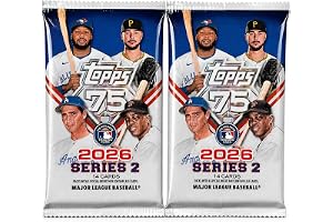 2026 Topps Series 2 Baseball Trading Card Value Bundle, 2 Exclusive Factory Sealed MEGA Foil Packs, 28 Cards Total, MLB Tradi