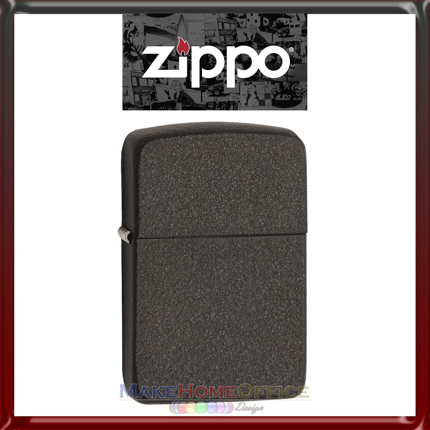 Zippo 285 Black Crackle Finish 1941 Replica Windproof Lighter Model Colorcard De