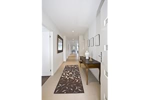 OTTOMANSON Machine Washable Leaves Design Non-Slip Rubberback 2x5 Traditional Runner Rug for Hallway, Kitchen, Bedroom, Entryway, 20" x 59", Brown