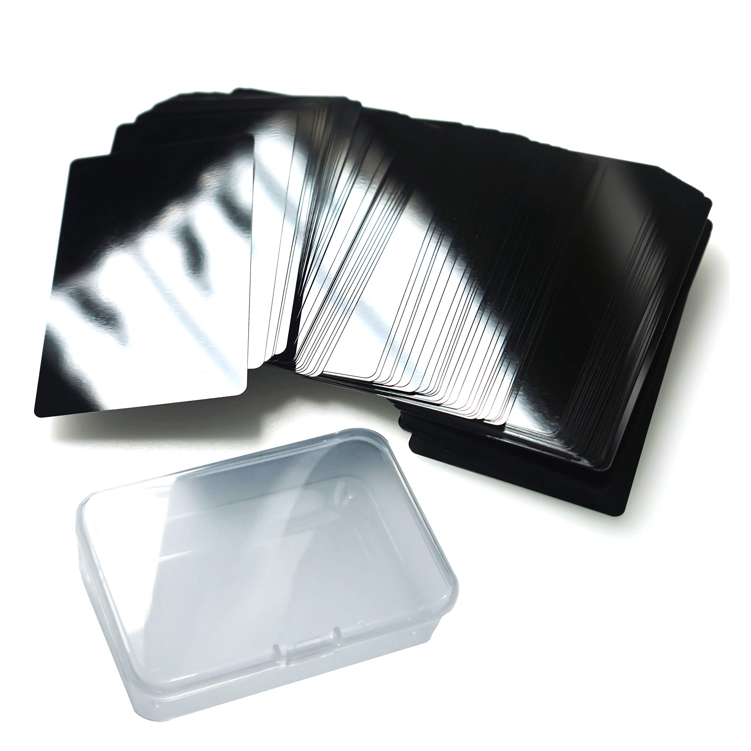 RXBC2011 50pcs Thicken Blank Metal Business Cards Laser Engraving Aluminum Black Thickness 0.42mm