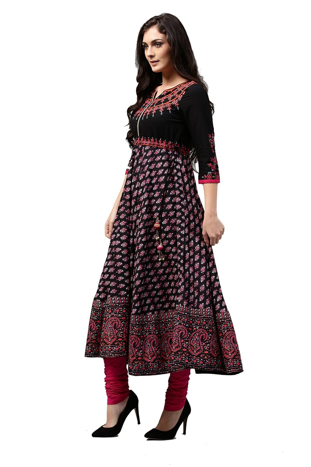 rain and rainbow women's anarkali cotton salwar suit (pack of 3)