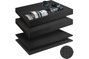 AHKUNMT 4 Pcs Insert for Case, Pick Apart and Pluck Foam, Gun Case Inserts Storage With Bottom Use for Board Game Box Cases Storage Drawer as Tool Box (Foam-2pc-Thick-2pc-Thin)