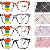 BONCAMOR 4 Pack Progressive Multifocus Reading Glasses for Women Men Square Blue Light Blocking Readers with Spring Hinges (4 Mix-2, 1.25, Diopters)