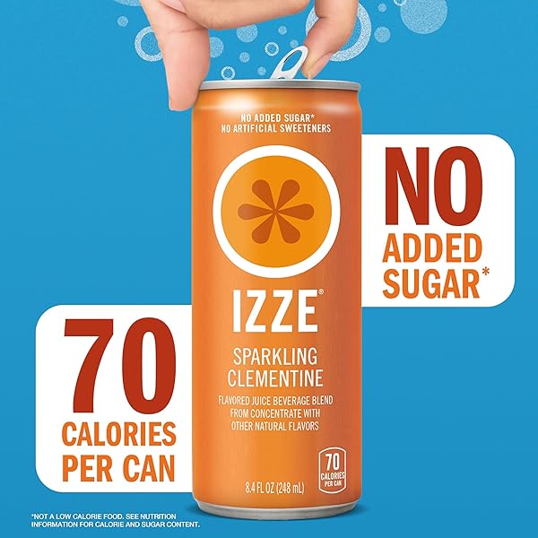 IZZE SPARKLING JUICE BEVERAGE BLEND, SUNSET VARIETY PACK, CLEMENTINE, PEACH, CHERRY LIME, POMEGRANATE, NO SUGAR ADDED, 8.4 FL OZ (PACK OF 24)