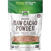 NOW Foods, Organic Raw Cacao Powder, with Polyphenols and Flavonols, Sun-Dried, Intensely Rich Flavor, 12-Ounce (Packaging May Vary)