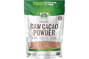 NOW Foods, Organic Raw Cacao Powder, with Polyphenols and Flavonols, Sun-Dried, Intensely Rich Flavor, 12-Ounce (Packaging May Vary)