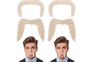 Yan Dream 4pcs Beige Blonde Fake Mustache for Men Self Adhesive Fake Beard Novelty Stick On Fake Mustaches for Halloween