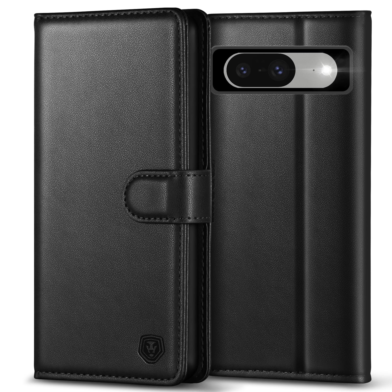 Kuafcase for Google Pixel 8 Case, 4 Card Slots Magnetic Closure Kickstand Shockproof Protective Phone Case for Google Pixel 8 - Black — image 1