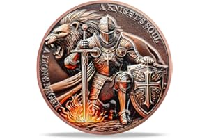 TOYTOSMPL Knight and Lion Challenge Coin | Chivalric Valor & Sacred Shield Medallion | Knight and Lion Historical Token | Commemorative Gifts for Collectors, Historians, and Enthusiasts
