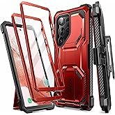 i-Blason Armorbox Designed for Samsung Galaxy S23 Ultra Case with Kickstand & Belt Clip, [2 Front Frames] Full-Body Rugged Bumper Case with Built-in Screen Protector [Support Fingerprint ID] (Ruddy)
