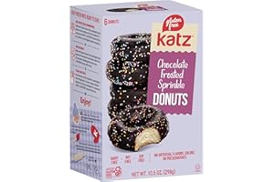 Katz Gluten Free Chocolate Frosted Sprinkle Donuts | Dairy Free, Nut Free, Soy Free, Gluten Free | Kosher (1 Pack of 6 Donuts, 10.5 Ounce)