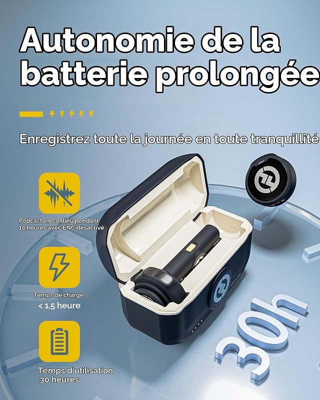 Lark M2 Micro Cravate sans Fil Compatible avec Android, iPhone 15, USB C, 300 m Portée, Qualité Audio Hi-FI, Réduction du Bruit, 30H Utilisation, Micro Lavalier pour Livestreaming Vlog-Noir