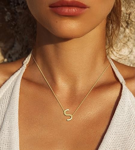 Beaux Bijoux S Necklace Initial Gold Sideways Initial Necklace