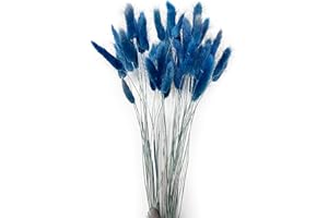 HSTEY 120pcs Bunny Tails Dried Flowers Plant Boho Pampas Grass 17 inch for Home Decor Wedding Bouquet Natural Flower Arrangements (Navy Blue)