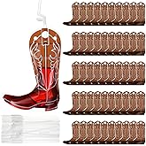 Jingmore 50 Set Cowboy Boot Drink Pouches with Straws Cowgirl Boot Zipper Smoothie Pouches Heavy Duty Reclosable Bag for Western Themed Rodeo Supplies Valentine's Day Party (6oz,Brown)
