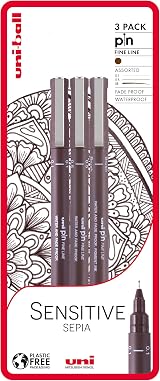 uni-ball PIN Fineliners Black Fine Tip Pack of 3