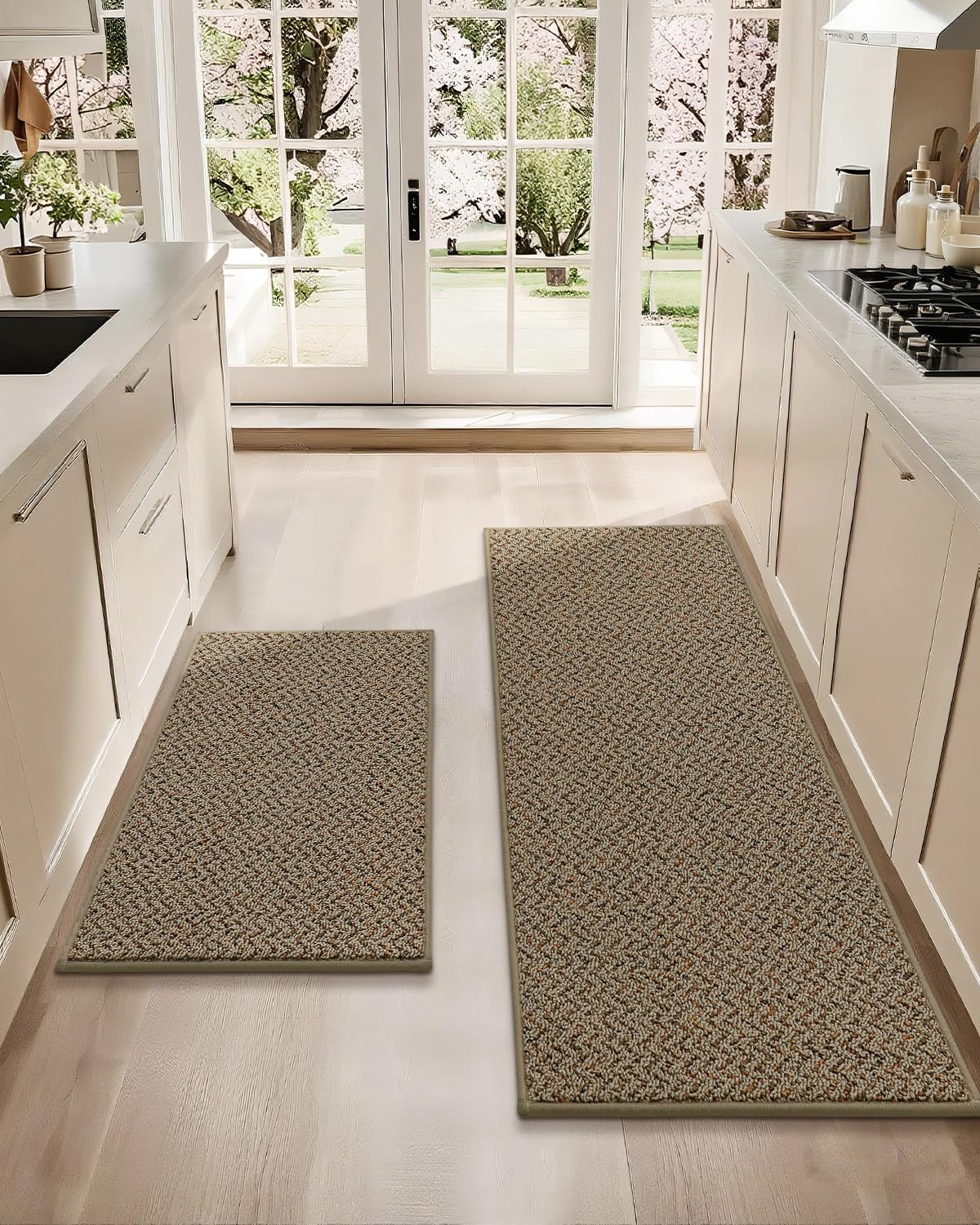 Photo 1 of COSY HOMEER-Kitchen-Rugs-Non-Slip-Washable 24"x36"+24"x60" Absorbent Kitchen Mats for Floor Stain Resistant Kitchen Runner Rug Sets of 2 Kitchen Floor Mats for Sink,Taupe