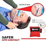 Kuou 5 Pcs CPR Mask Keychain Ring Emergency Kit Face Shield Red view 3