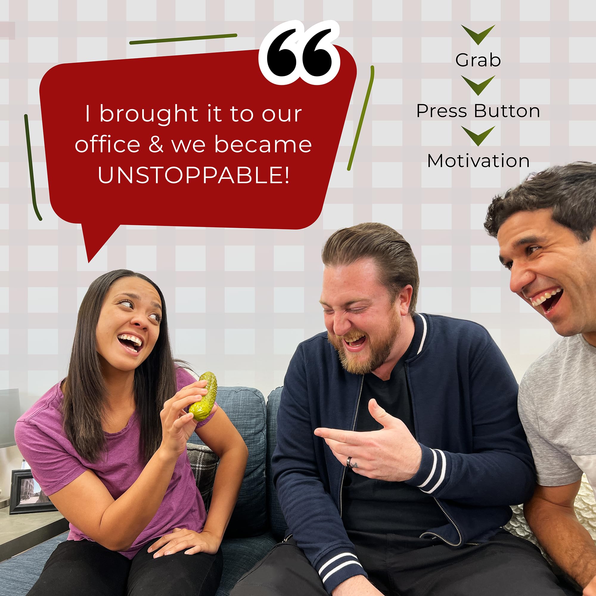 DR DINGUS Emotional Support Pickle - +100 Positive Inspirational Phrases - Press Button - Funny Family Friendly Gag Toy for Class, Office, Gift, Friends